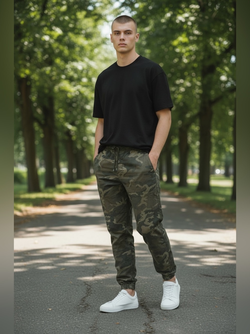Old Navy Men's Camo Cargo Joggers - Olive Green